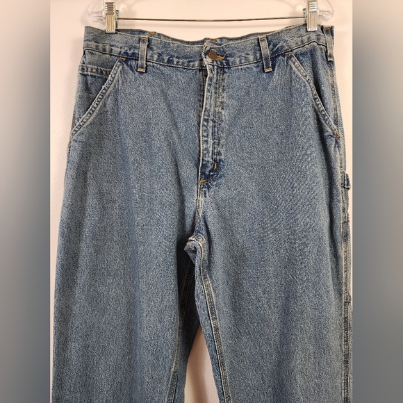 Carhartt Men's Relaxed Fit Carpenter Denim Blue Jeans Pants, sz 34x33 - Picture 10 of 10